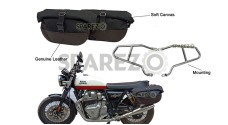 Royal Enfield GT Continental and Interceptor 650cc Soft Pannier Bags With Mounting Rails Chrome